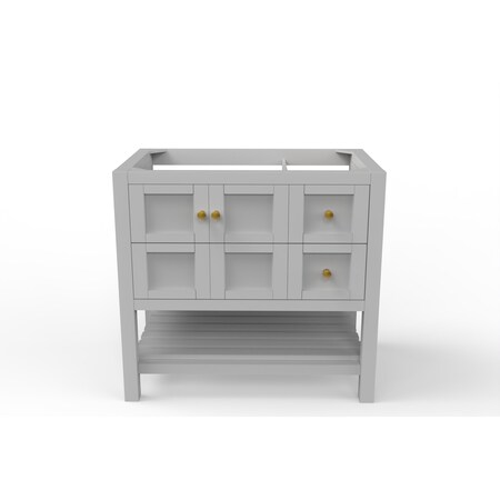 Castello Usa Alicia 36" Gray Vanity Base with Gold Handles CB-VEN-36G-GLD-VBO